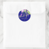 Sticker Rond Mariage floral marine violet d'été merci (Sac)