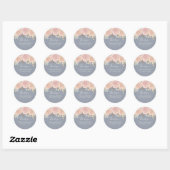 Sticker Rond Mariage Floral Merci Rose Or Dusty Bleu (Feuille)