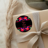 Sticker Rond Mariage Floral mexicain noir et rouge
