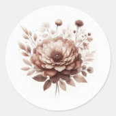 Sticker Rond Mariage Floral Mocha Mousse (Devant)