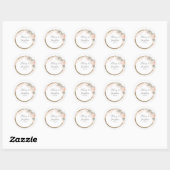 Sticker Rond Mariage floral moderne Boho rose élégant (Feuille)
