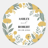 Sticker Rond Mariage floral moderne jaune betercup (Devant)