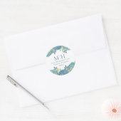 Sticker Rond Mariage Floral Monogramme Adresse de retour Hydran (Enveloppe)