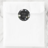 Sticker Rond Mariage floral noir et blanc (Sac)