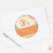Sticker Rond Mariage Floral Orange (Enveloppe)
