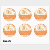 Sticker Rond Mariage Floral Orange (Feuille)