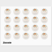 Sticker Rond Mariage Floral Orange Boho Fall (Feuille)