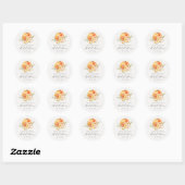 Sticker Rond Mariage Floral Orange Citrouille Automne (Feuille)