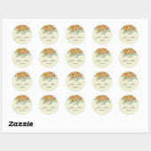 Sticker Rond Mariage floral orange jaune et crème (Feuille)