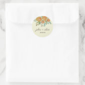Sticker Rond Mariage floral orange jaune et crème (Sac)