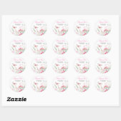 Sticker Rond Mariage floral papillon rose de printemps (Feuille)