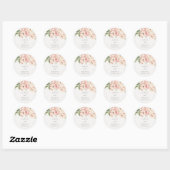 Sticker Rond Mariage floral Pastel Soft Blush Peach Peony (Feuille)