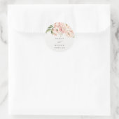 Sticker Rond Mariage floral Pastel Soft Blush Peach Peony (Sac)