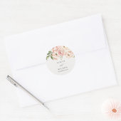 Sticker Rond Mariage floral Pastel Soft Blush Peach Peony (Enveloppe)