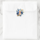 Sticker Rond Mariage floral peint bleu marine et bracelet (Sac)