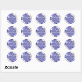 Sticker Rond Mariage Floral Peony Blanc Et Bleu (Feuille)