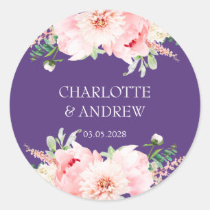 Sticker Rond mariage floral personnalisé