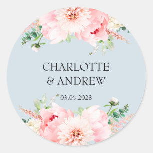 Sticker Rond mariage floral personnalisé