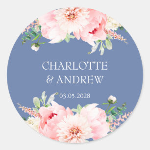 Sticker Rond mariage floral personnalisé 