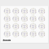 Sticker Rond Mariage floral pourpre et crème (Feuille)