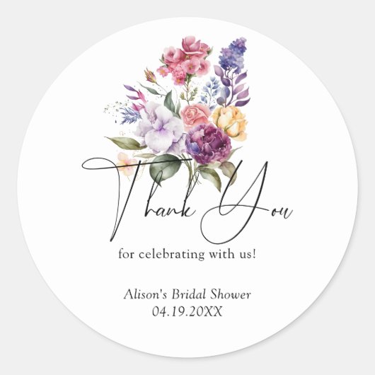 Sticker Rond Mariage Floral Printanier Amour En Fleur Show de M (Devant)