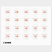Sticker Rond Mariage floral rose Blush or (Feuille)