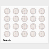 Sticker Rond Mariage floral rose et bleu (Feuille)