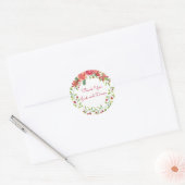 Sticker Rond Mariage floral rose et pêche (Enveloppe)
