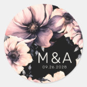 Sticker Rond Mariage floral rose moderne (Devant)