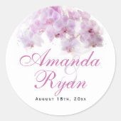 Sticker Rond Mariage floral rose orchidée (Devant)