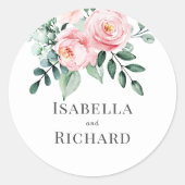 Sticker Rond Mariage floral rose pâle (Devant)