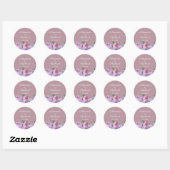 Sticker Rond Mariage floral rose pourpre rose Rose (Feuille)