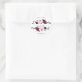 Sticker Rond Mariage floral rose rose rose prune moderne (Sac)