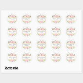 Sticker Rond Mariage floral rose rose tout simplement romantiqu (Feuille)