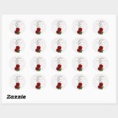 Sticker Rond Mariage floral Rose rouge profonde (Feuille)