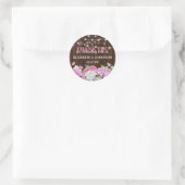 Sticker Rond Mariage floral rose rustique personnalisé (Sac)