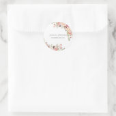 Sticker Rond Mariage floral rose simple (Sac)