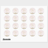 Sticker Rond Mariage floral rose vif Enregistrer la date (Feuille)