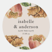 Sticker Rond Mariage floral rustique chic Enregistrer la date (Devant)