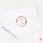 Sticker Rond Mariage Floral Rustique d'Automne (Enveloppe)