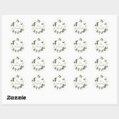Sticker Rond Mariage floral rustique de marguerite blanche (Feuille)