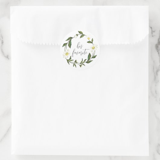 Sticker Rond Mariage floral rustique de marguerite blanche (Sac)