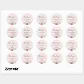 Sticker Rond Mariage Floral Rustique Favoriser Merci Rose (Feuille)