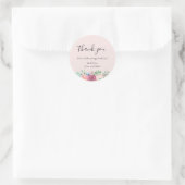 Sticker Rond Mariage Floral Rustique Favoriser Merci Rose (Sac)