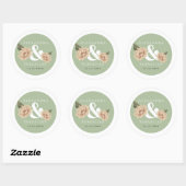 Sticker Rond Mariage floral simple et élégant (Feuille)