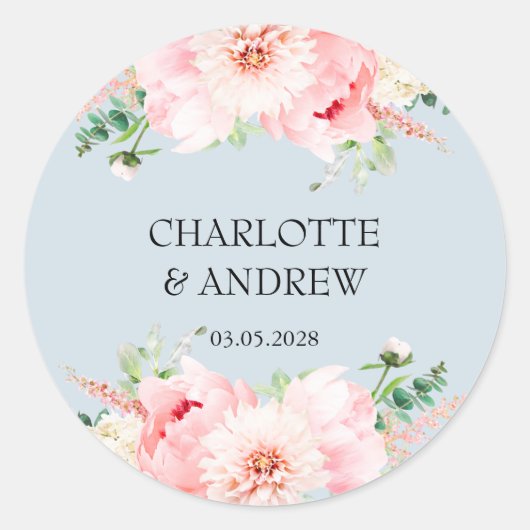 Sticker Rond mariage floral spécifique au client (Devant)