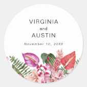 Sticker Rond Mariage floral tropical (Devant)