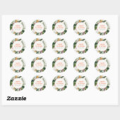Sticker Rond Mariage floral tropical vibrant Peach Blush Boho (Feuille)