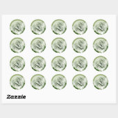 Sticker Rond Mariage floral vert Monogramme L Sceau (Feuille)