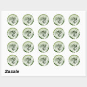 Sticker Rond Mariage floral vert Monogramme P Sceau (Feuille)